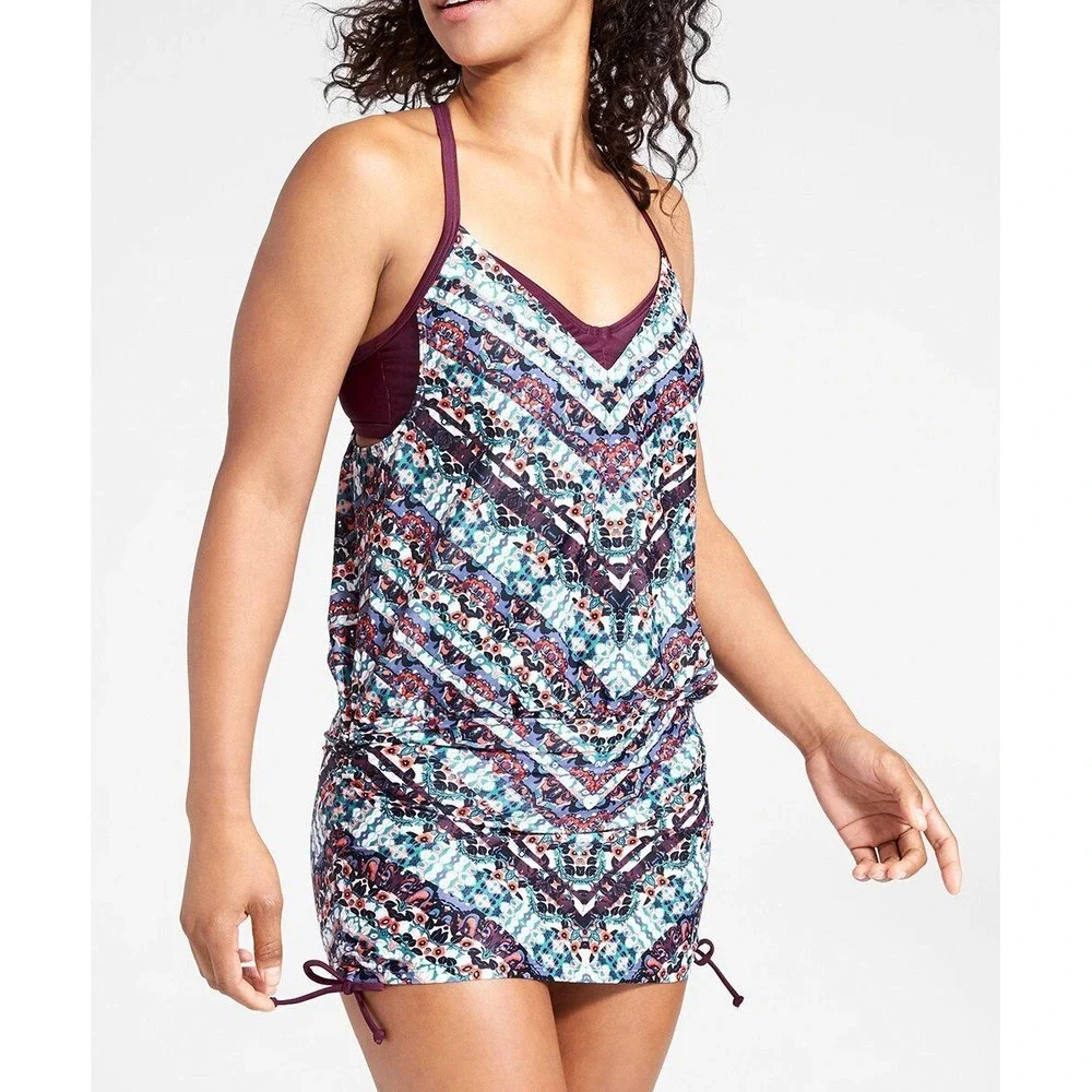 Athleta Wild‎ Bloom Marrakesh Side Scrunch Tankini Top Size 34 B / C